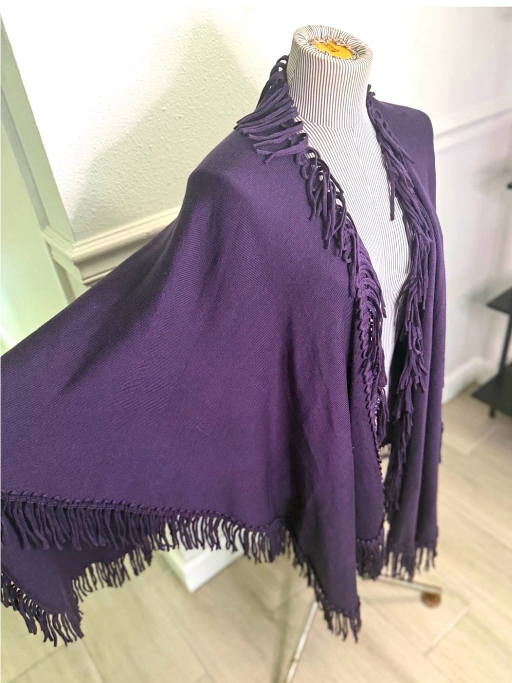 Coldwater Creek Deep Purple Fringe Wrap Shawl